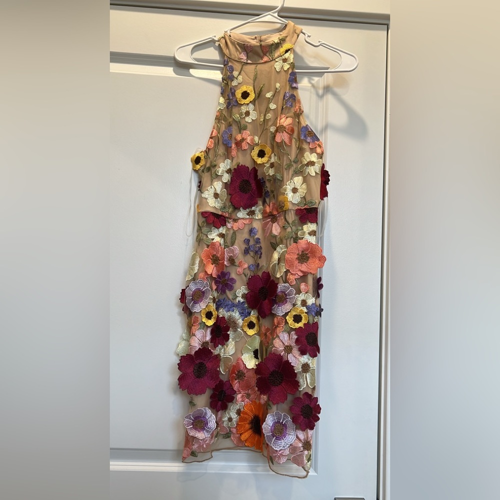 Entro Floral Embroidered Dress - Multicolor